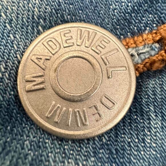 Madewell Cali Demi Boot Flared Jeans Frayed Hem Two Tone Funky Retro Grunge Cool - Picture 6 of 13